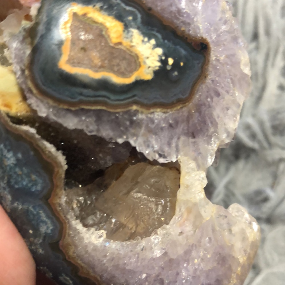 Amethyst Heart Crystal With Many Calcite Inclusions - Picture 4 of 17